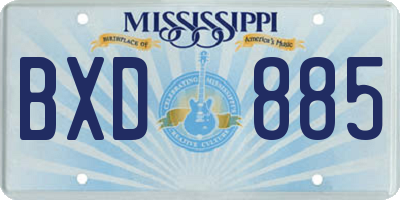MS license plate BXD885