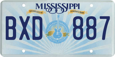 MS license plate BXD887
