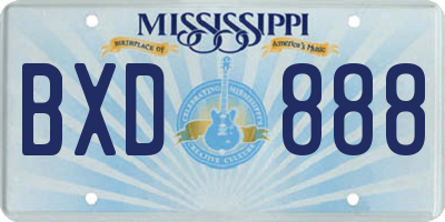 MS license plate BXD888