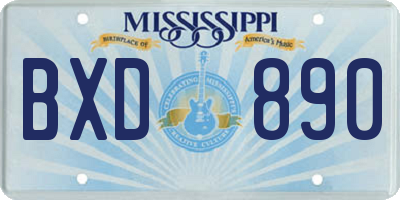 MS license plate BXD890