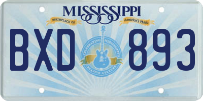 MS license plate BXD893