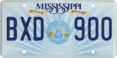 MS license plate BXD900