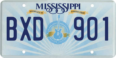 MS license plate BXD901