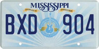 MS license plate BXD904