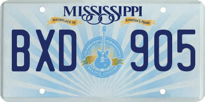 MS license plate BXD905