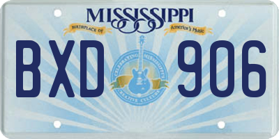 MS license plate BXD906