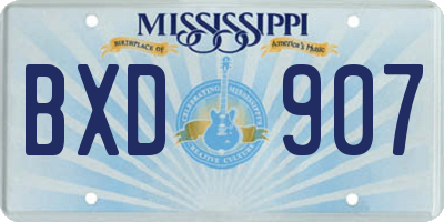 MS license plate BXD907