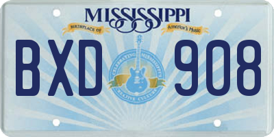 MS license plate BXD908