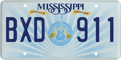 MS license plate BXD911
