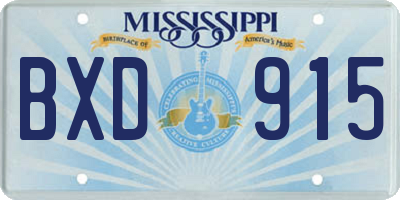 MS license plate BXD915