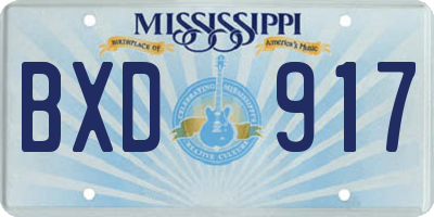 MS license plate BXD917