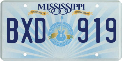 MS license plate BXD919