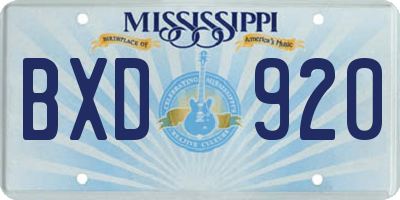 MS license plate BXD920