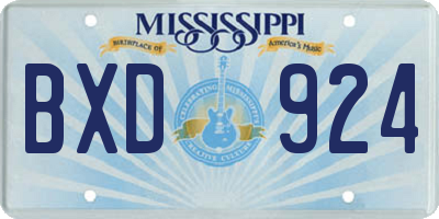 MS license plate BXD924