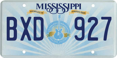 MS license plate BXD927