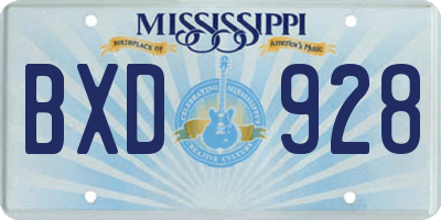 MS license plate BXD928