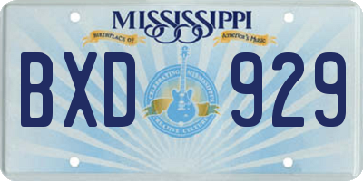 MS license plate BXD929