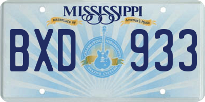 MS license plate BXD933