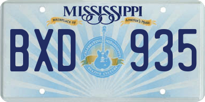 MS license plate BXD935
