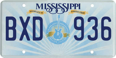 MS license plate BXD936