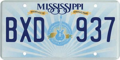 MS license plate BXD937