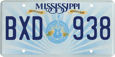 MS license plate BXD938