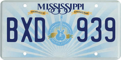 MS license plate BXD939