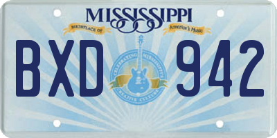 MS license plate BXD942