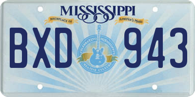 MS license plate BXD943