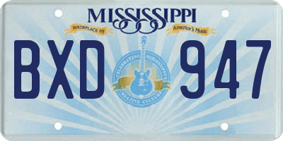 MS license plate BXD947