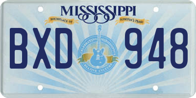 MS license plate BXD948