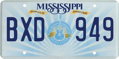 MS license plate BXD949