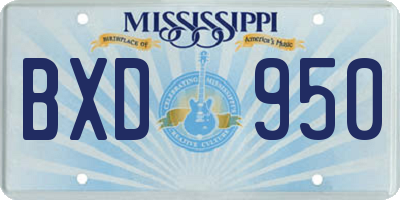 MS license plate BXD950