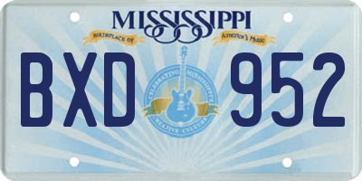 MS license plate BXD952