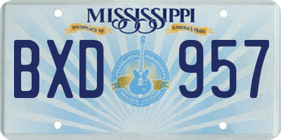 MS license plate BXD957