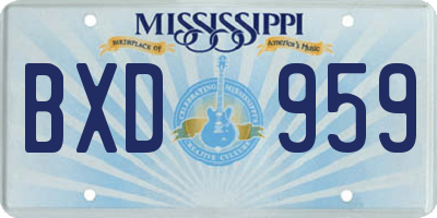 MS license plate BXD959