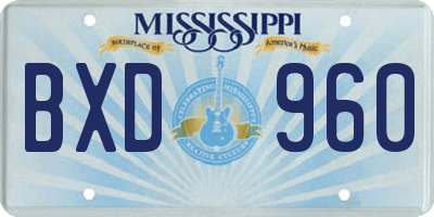 MS license plate BXD960