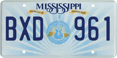 MS license plate BXD961