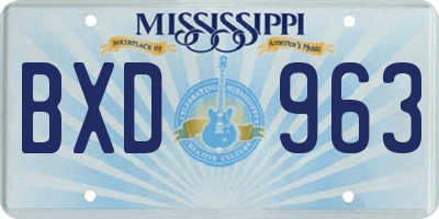 MS license plate BXD963