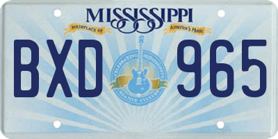 MS license plate BXD965