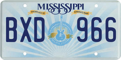 MS license plate BXD966
