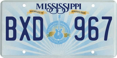 MS license plate BXD967