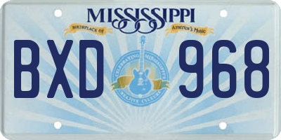 MS license plate BXD968