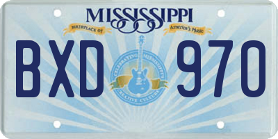 MS license plate BXD970