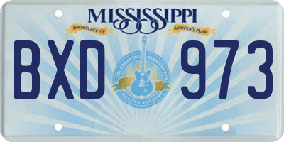 MS license plate BXD973