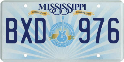 MS license plate BXD976
