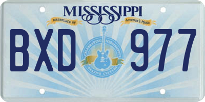 MS license plate BXD977