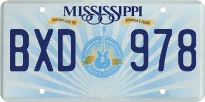 MS license plate BXD978