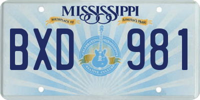 MS license plate BXD981