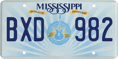 MS license plate BXD982